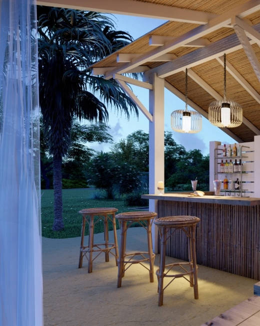 Bar d'extérieur Coconut vue nuit